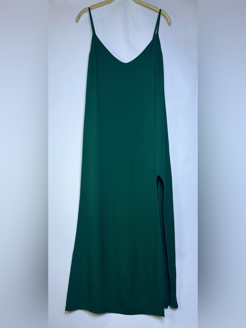 Reformation Emerald Green Crimini Dress Adjustable Spaghetti Straps Slit Size 8 - Picture 1 of 8